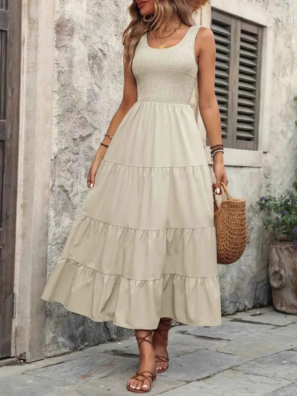 Ivy Lane Smocked Scoop : Neck Sleeveless Tank Dress