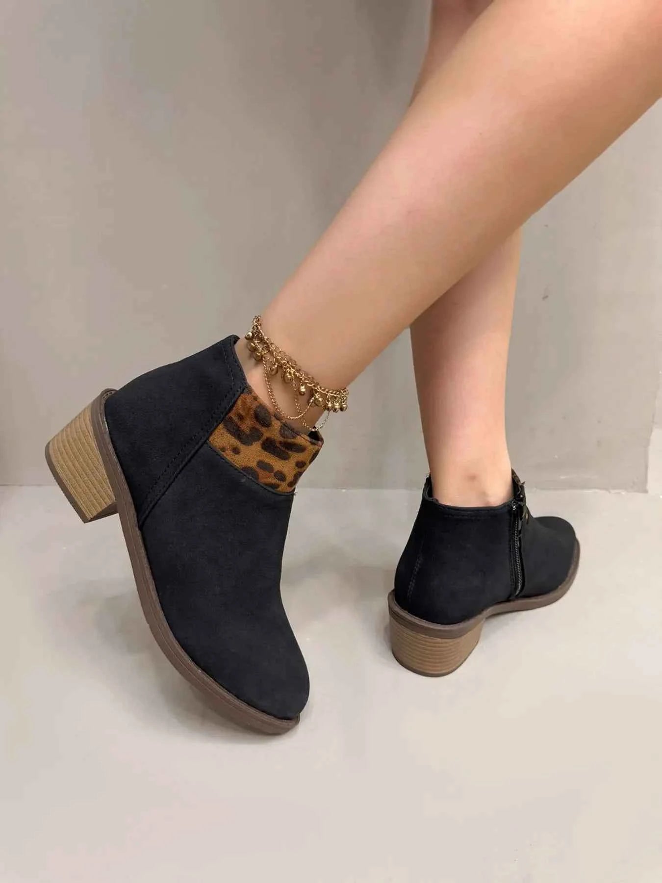 Leopard Block : Heels Boots