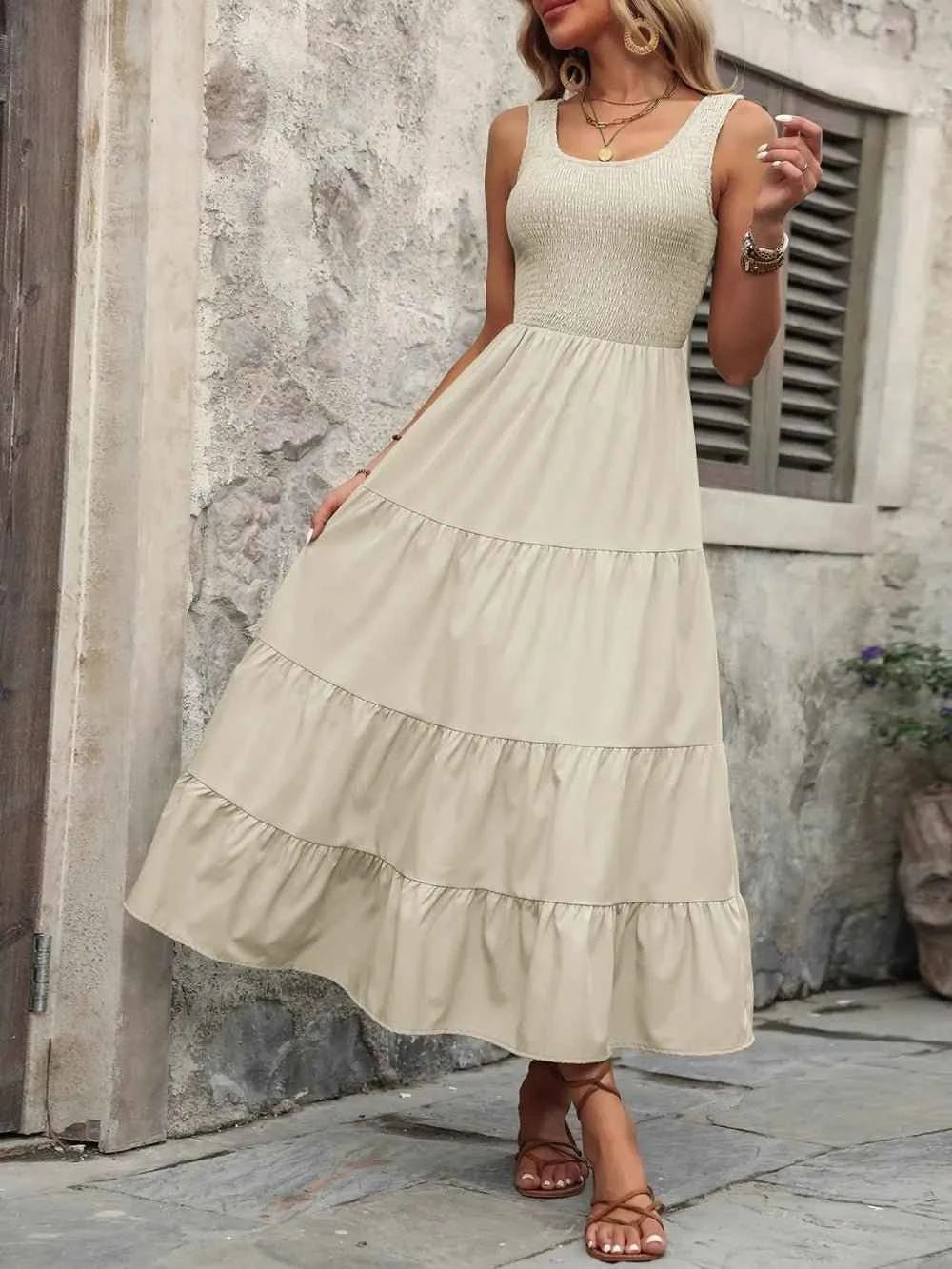 Ivy Lane Smocked Scoop : Neck Sleeveless Tank Dress