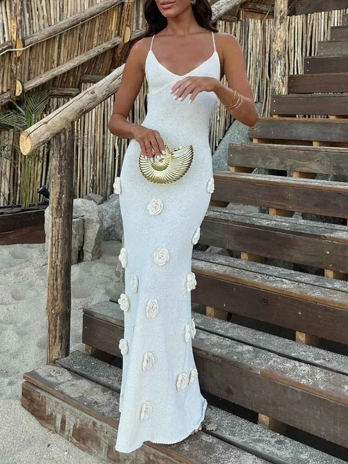 White Flower Maxi : Cami Dress