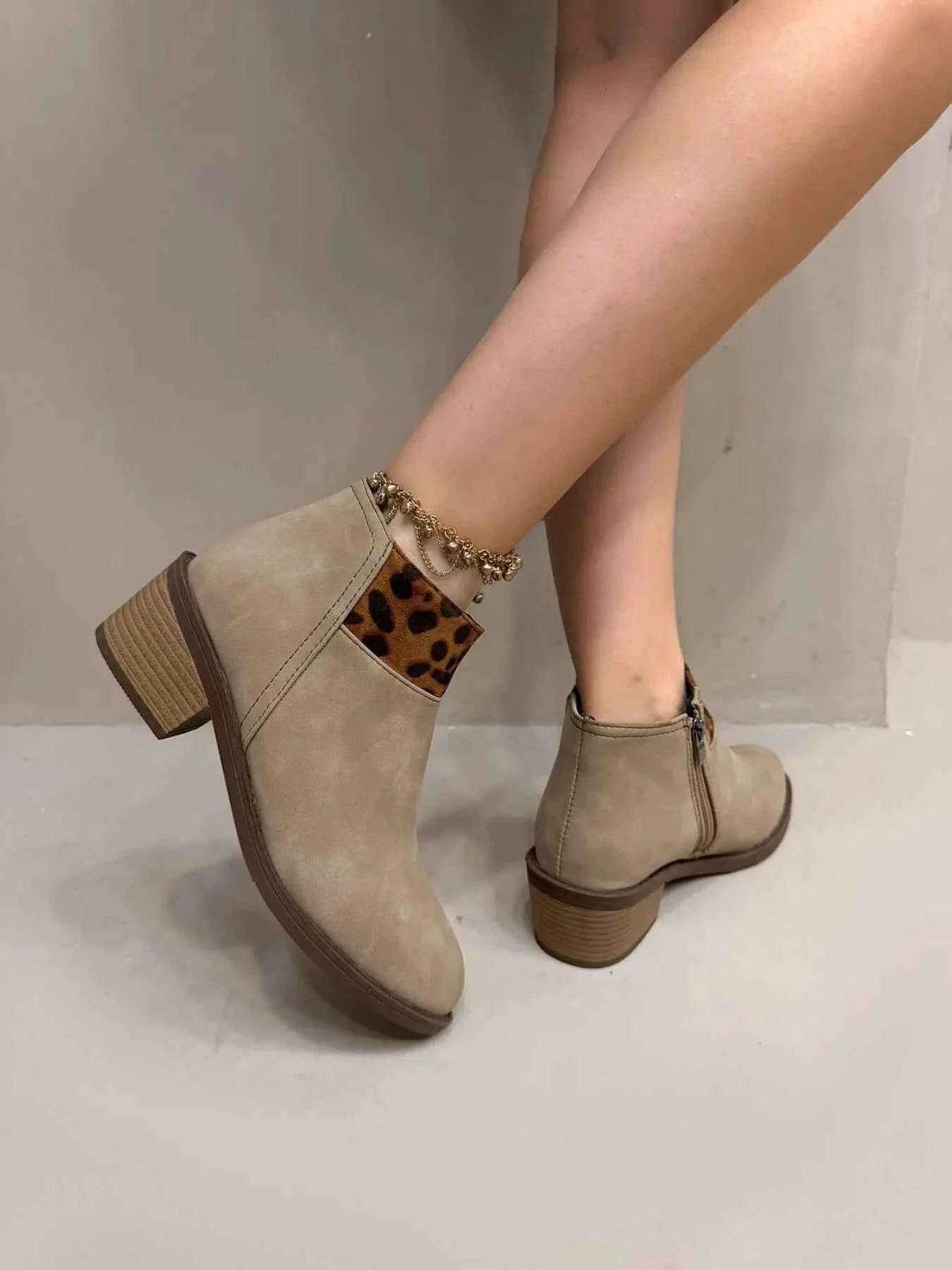 Leopard Block : Heels Boots