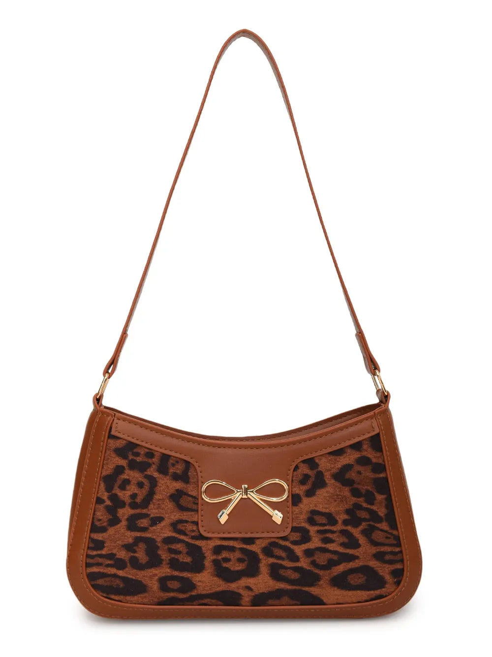 Bow Leopard Leather Handbag