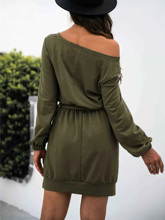 One Shoulder Tie : Waist Dress