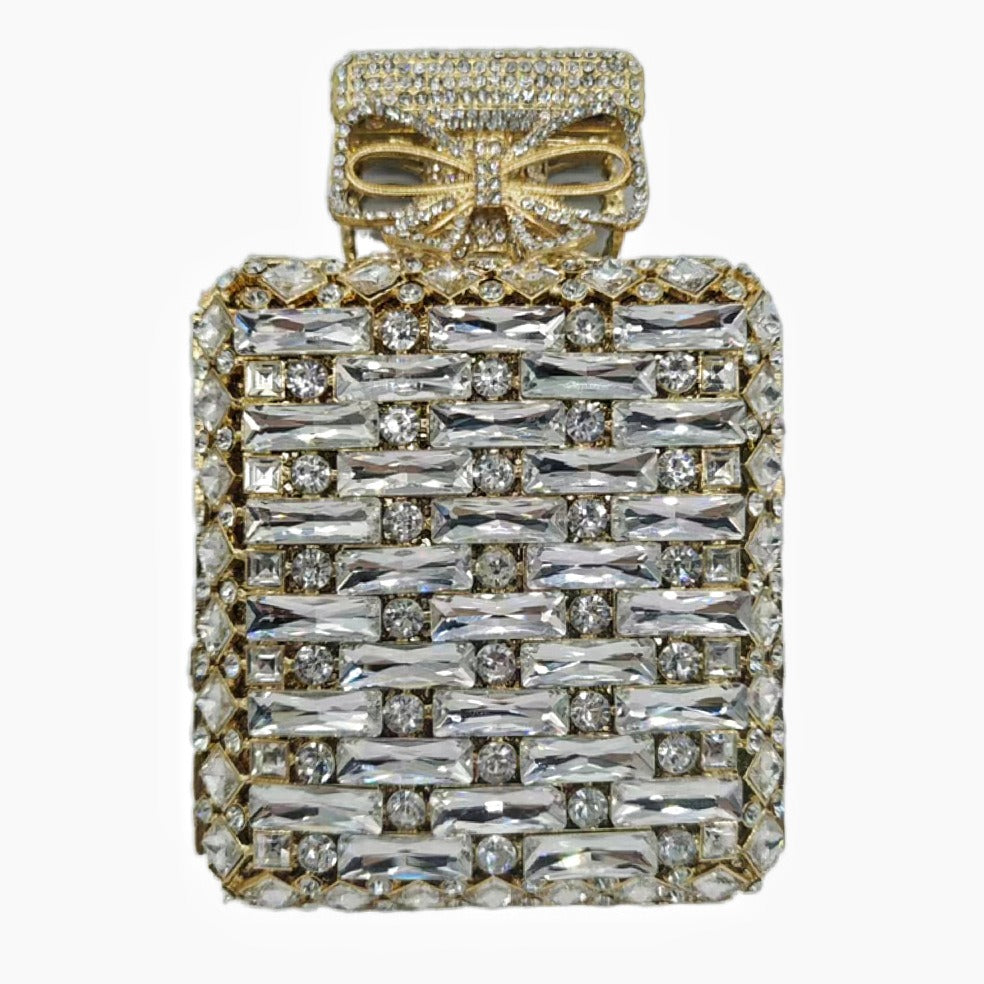 Perfume Leather Bottle With Diamonds Handbag