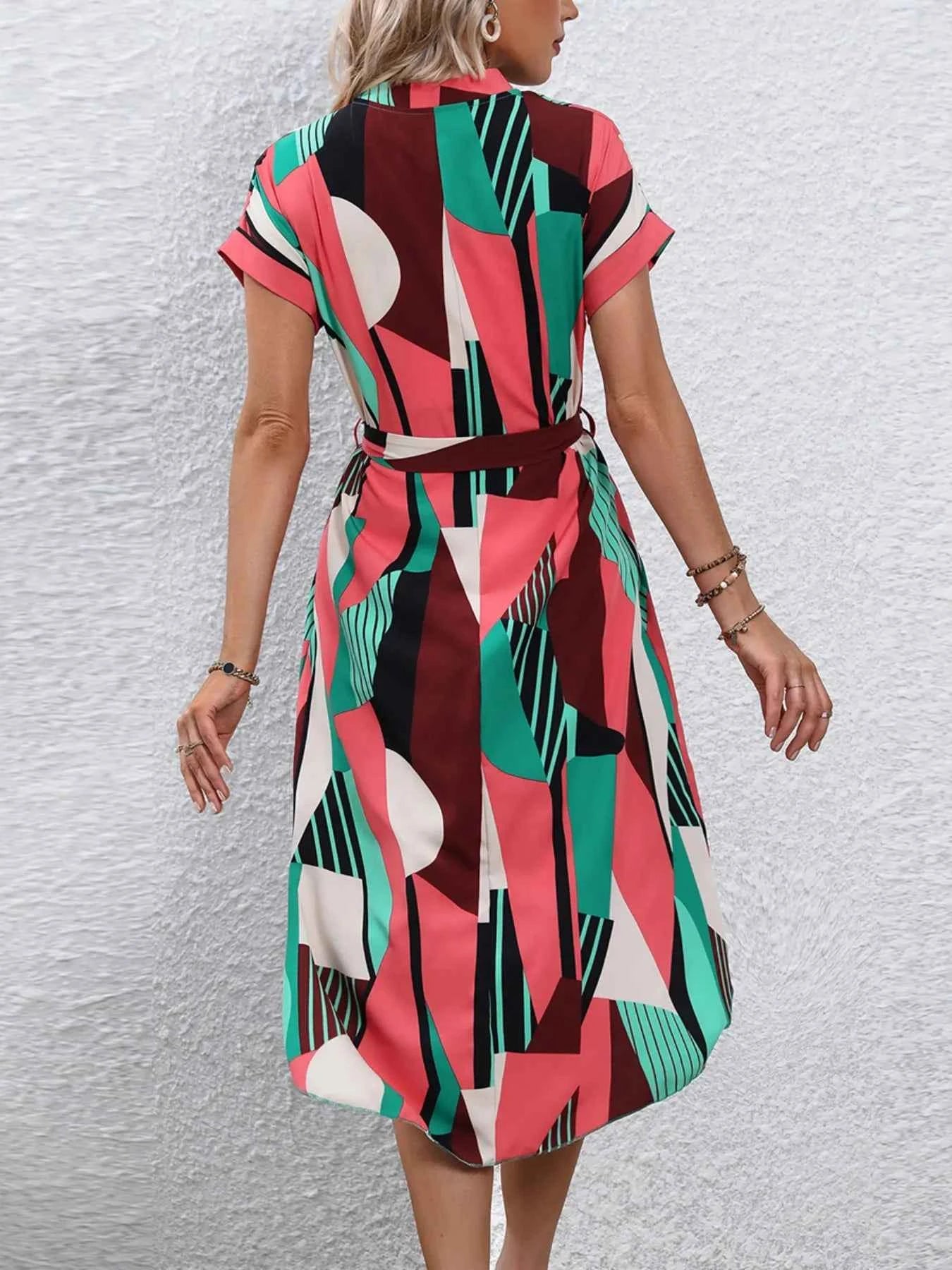 Stylish Tie Waist : Short Sleeve Dress