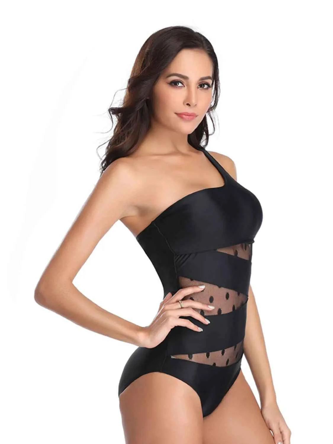 One Shoulder Polka Dot : One-Piece Swimwear