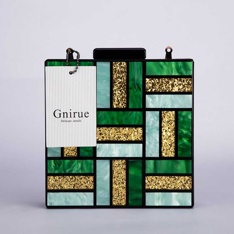 Acrylic Green Gold Luxury Square Handbag ꫀꪶꫀᧁꪖꪀᥴꫀ꠸ᠻꪗ~ 𝔈𝔪𝔟𝔯𝔞𝔠𝔢 𝔈𝔩𝔢𝔤𝔞𝔫𝔠𝔢