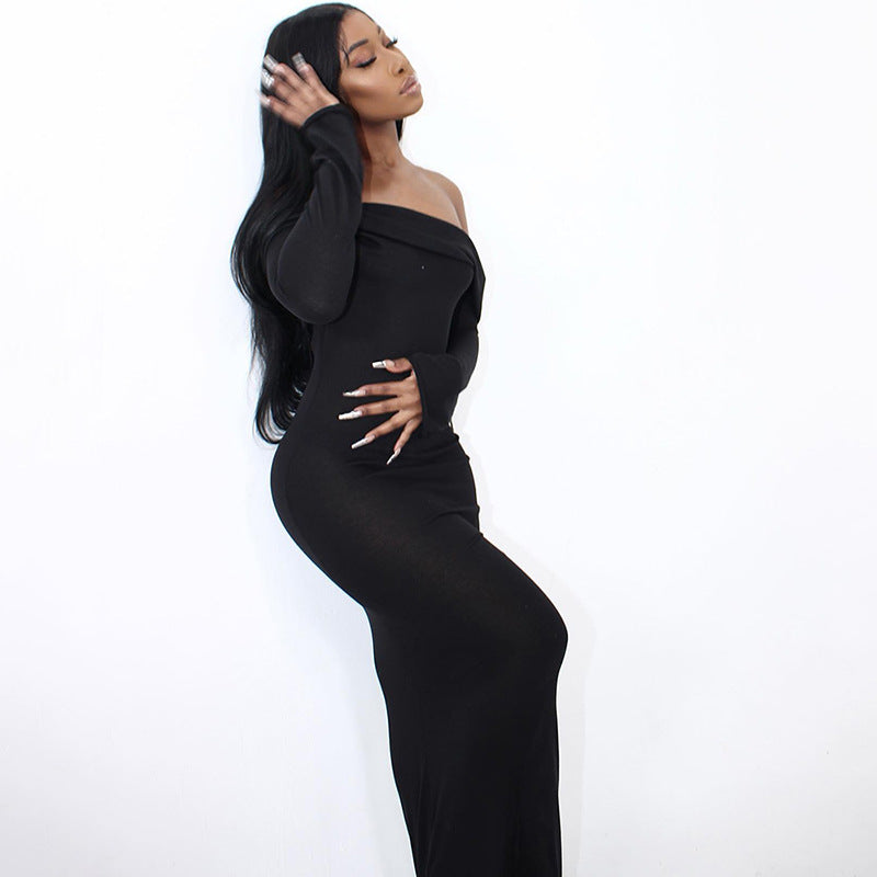 Long Sleeve Backless Elegant Dress