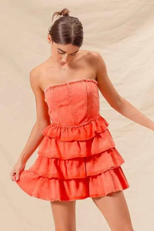 Strapless Ruffle Layered : Game Day Cheer Up Dress