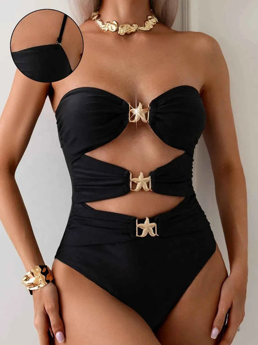 Trendy Cutout Sweetheart Neck One-Piece Swimwear