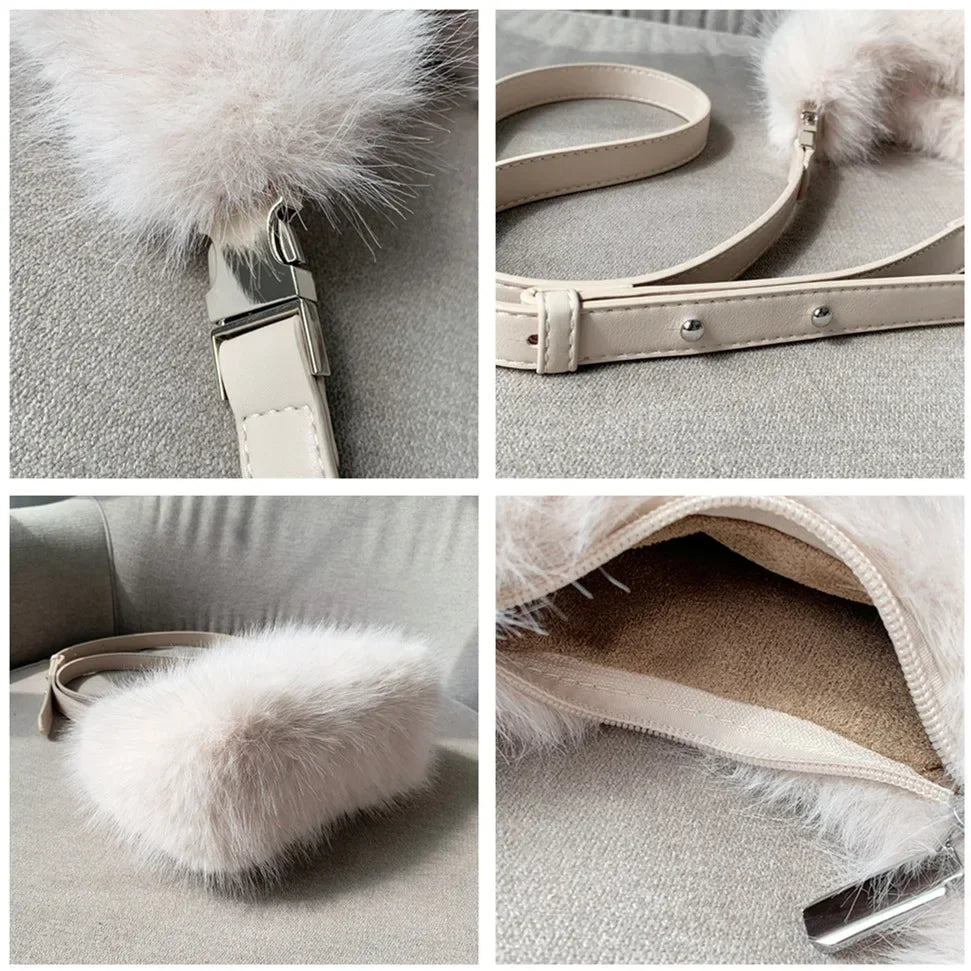 Luxury Faux Fur Ladies Shoulder Bags Soft Plush Female Evening Clutch Purse Handbags Women's Small Tote Fluffy Crossbody Bag eprolo