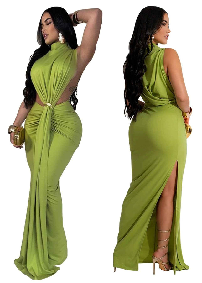 European Sexy Side Split : Sleeveless Fashion Dress