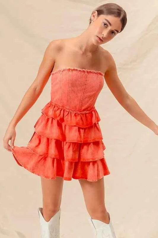 Strapless Ruffle Layered : Game Day Cheer Up Dress