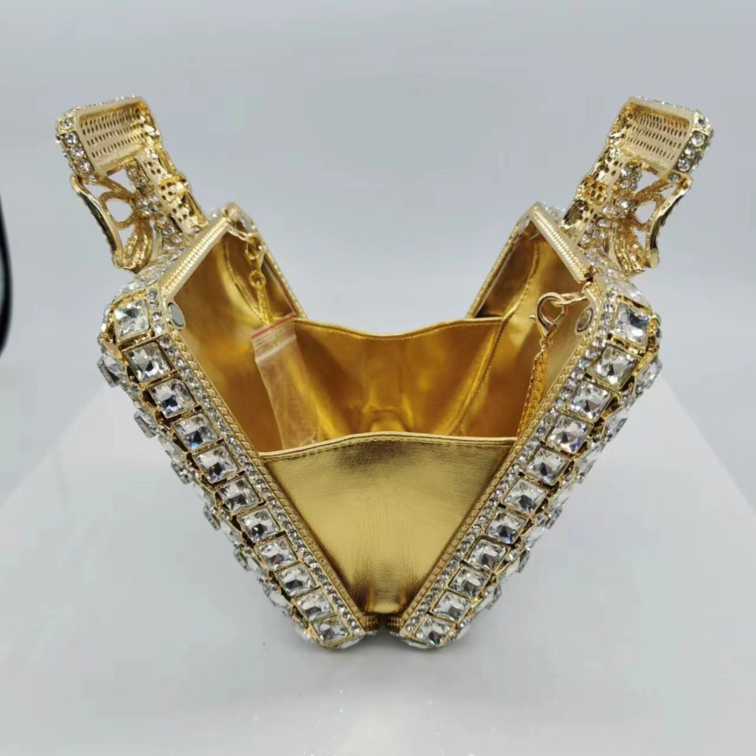 Perfume Leather Bottle With Diamonds Handbag