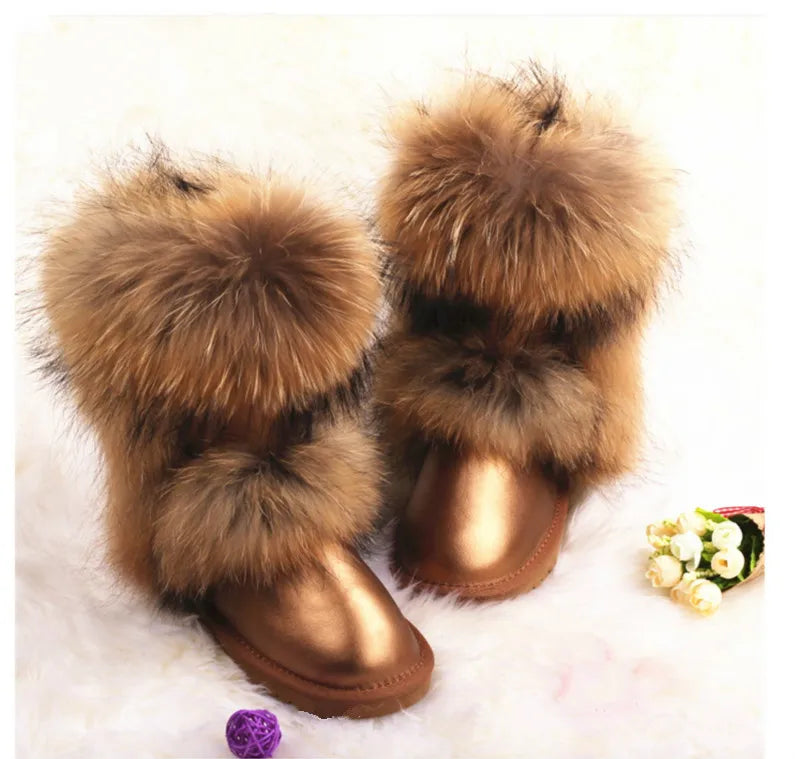 Woman Fashion Fox Fur Snow Boots ꫀꪶꫀᧁꪖꪀᥴꫀ꠸ᠻꪗ~ 𝔈𝔪𝔟𝔯𝔞𝔠𝔢 𝔈𝔩𝔢𝔤𝔞𝔫𝔠𝔢