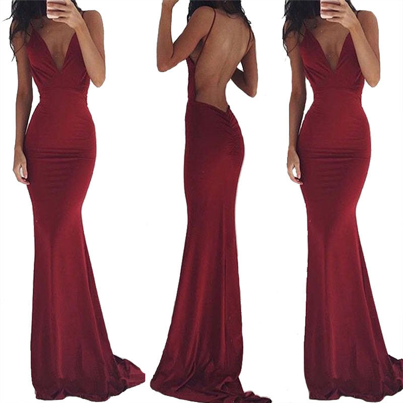 Women's Milk Silk Sling Sexy Backless Dress