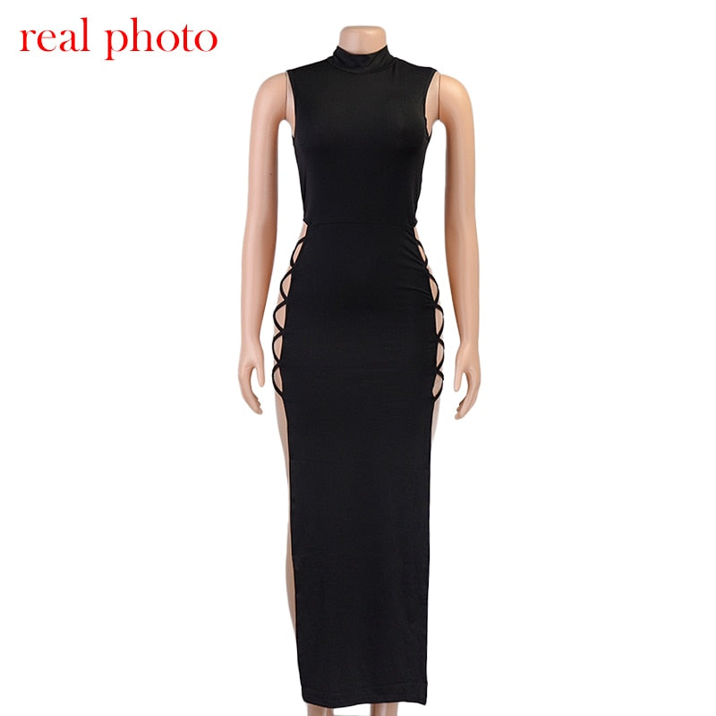 Elegant Black Sleeveless Bandage Sexy Dress