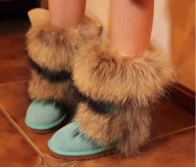 Woman Fashion Fox Fur Snow Boots ꫀꪶꫀᧁꪖꪀᥴꫀ꠸ᠻꪗ~ 𝔈𝔪𝔟𝔯𝔞𝔠𝔢 𝔈𝔩𝔢𝔤𝔞𝔫𝔠𝔢