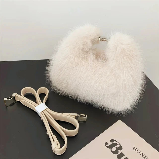 Luxury Faux Fur Ladies Shoulder Bags Soft Plush Female Evening Clutch Purse Handbags Women's Small Tote Fluffy Crossbody Bag eprolo