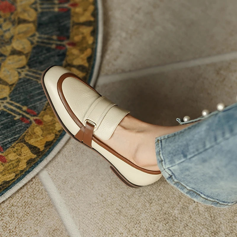 Women Genuine Square Toe Leather Loafers ꫀꪶꫀᧁꪖꪀᥴꫀ꠸ᠻꪗ~ 𝔈𝔪𝔟𝔯𝔞𝔠𝔢 𝔈𝔩𝔢𝔤𝔞𝔫𝔠𝔢