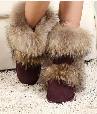 Woman Fashion Fox Fur Snow Boots ꫀꪶꫀᧁꪖꪀᥴꫀ꠸ᠻꪗ~ 𝔈𝔪𝔟𝔯𝔞𝔠𝔢 𝔈𝔩𝔢𝔤𝔞𝔫𝔠𝔢