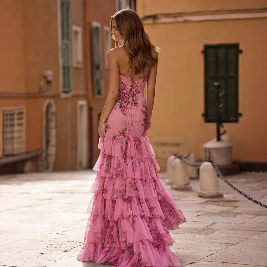 Sexy Strapless Printed Dress