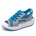 Summer Women Sandales Fashion Shoes Casual Flat Peep Toe Contrast Paneled Cutout Lace-up Muffin Sandals Platform Sport Sandalias eprolo