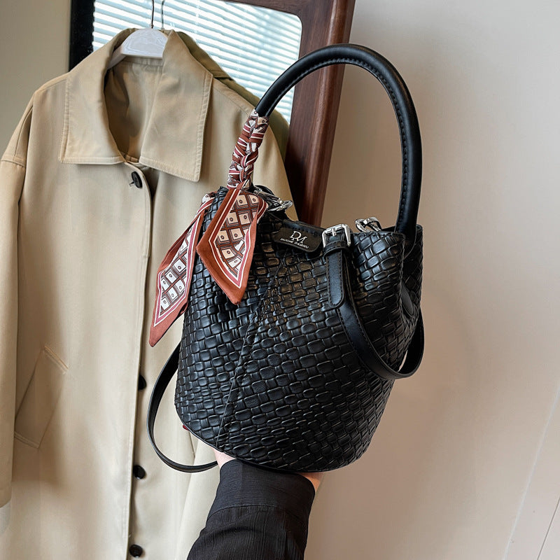 Womens Stylish Woven Bucket Bag