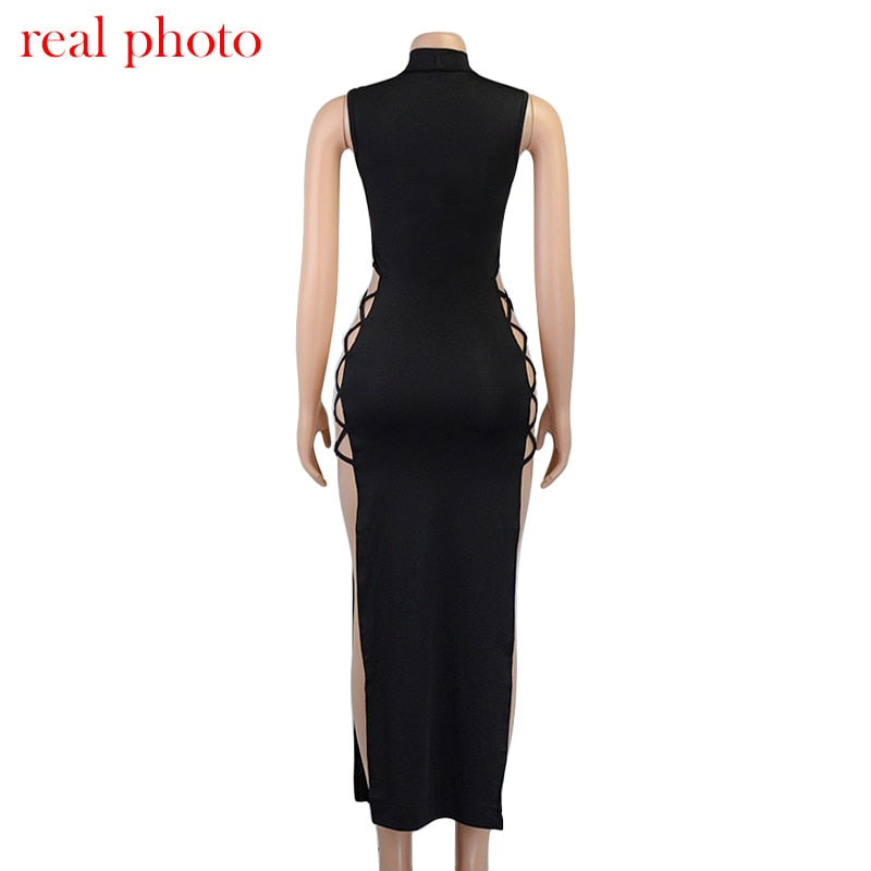Elegant Black Sleeveless Bandage Sexy Dress