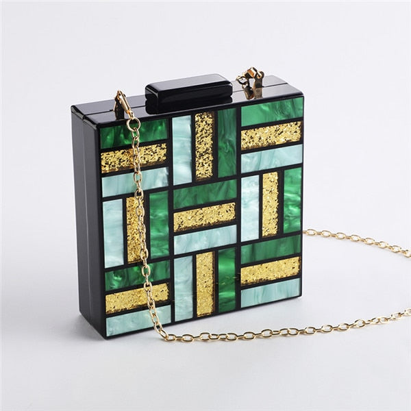 Acrylic Green Gold Luxury Square Handbag ꫀꪶꫀᧁꪖꪀᥴꫀ꠸ᠻꪗ~ 𝔈𝔪𝔟𝔯𝔞𝔠𝔢 𝔈𝔩𝔢𝔤𝔞𝔫𝔠𝔢