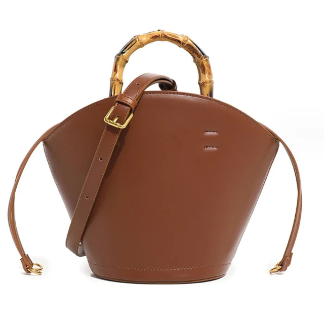 Women’s Fashion Bamboo Handle Bucket Bag