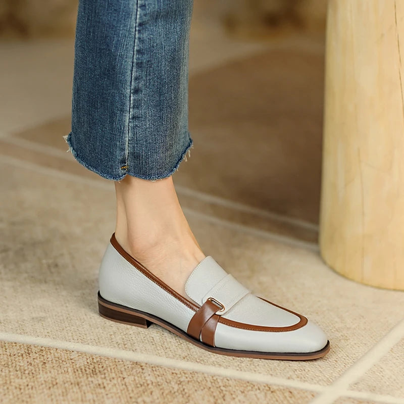Women Genuine Square Toe Leather Loafers ꫀꪶꫀᧁꪖꪀᥴꫀ꠸ᠻꪗ~ 𝔈𝔪𝔟𝔯𝔞𝔠𝔢 𝔈𝔩𝔢𝔤𝔞𝔫𝔠𝔢