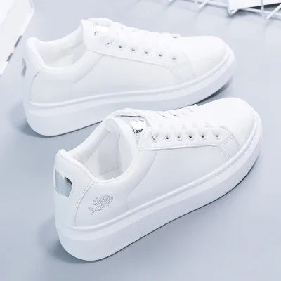 Women Casual Shoes New Spring Fashion Embroidered White Breathable Flower Lace-Up Sneakers White Tenis Feminino Flat  Zapatillas eprolo