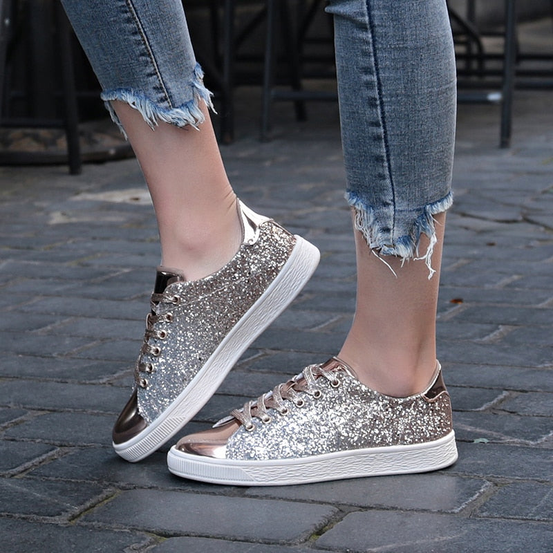 Women Casual Flat Lace-Up Bling Glitter Fashion Shoesa ꫀꪶꫀᧁꪖꪀᥴꫀ꠸ᠻꪗ~ 𝔈𝔪𝔟𝔯𝔞𝔠𝔢 𝔈𝔩𝔢𝔤𝔞𝔫𝔠𝔢