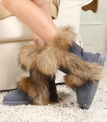 Woman Fashion Fox Fur Snow Boots ꫀꪶꫀᧁꪖꪀᥴꫀ꠸ᠻꪗ~ 𝔈𝔪𝔟𝔯𝔞𝔠𝔢 𝔈𝔩𝔢𝔤𝔞𝔫𝔠𝔢