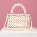 Luxury Acrylic Pearl Evening Clutch Bags Women Handmade Beaded Clear Purses And Handbags Ladies Woven Shoulder Bag Wedding Party eprolo