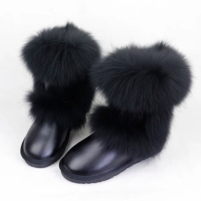 Woman Fashion Fox Fur Snow Boots ꫀꪶꫀᧁꪖꪀᥴꫀ꠸ᠻꪗ~ 𝔈𝔪𝔟𝔯𝔞𝔠𝔢 𝔈𝔩𝔢𝔤𝔞𝔫𝔠𝔢