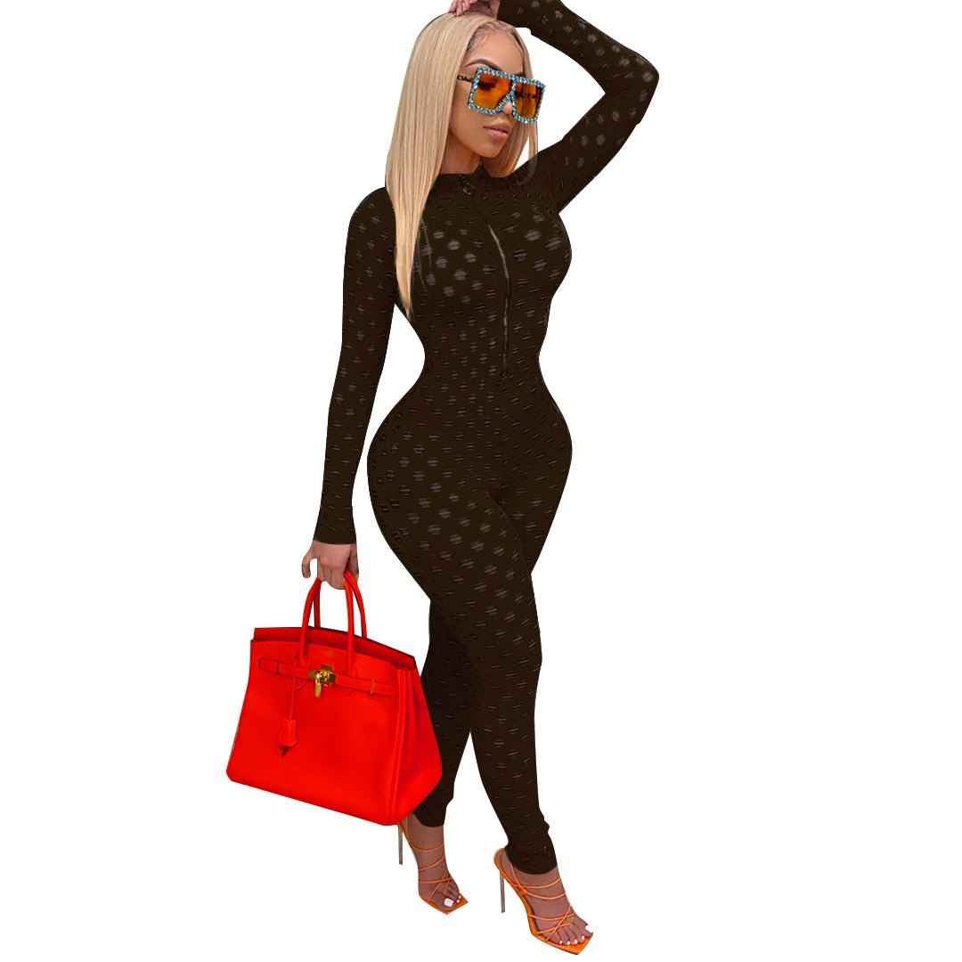 Casual Sexy Mesh Streetwear Jumpsuits