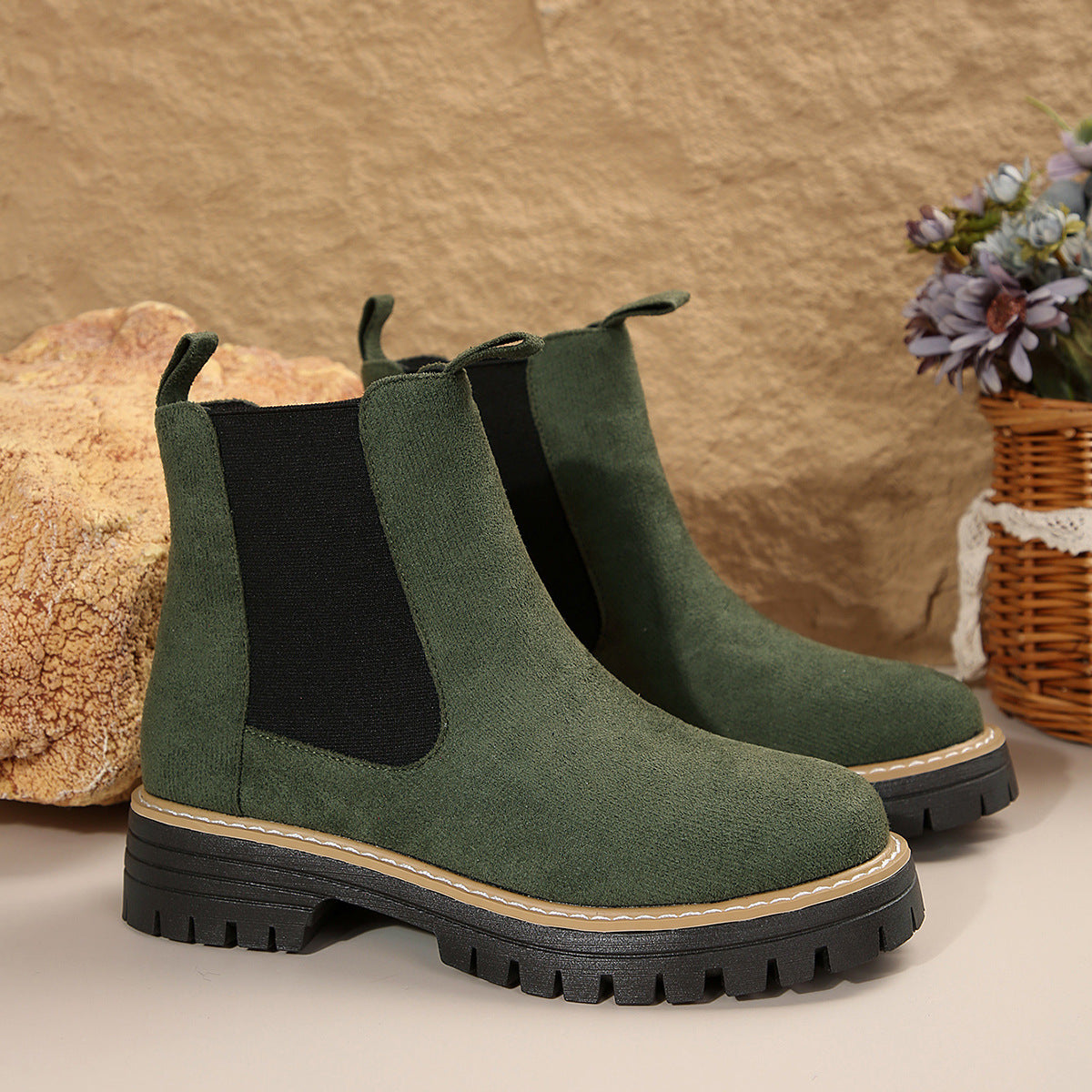 Matte Martin boots round toe oversized shoes