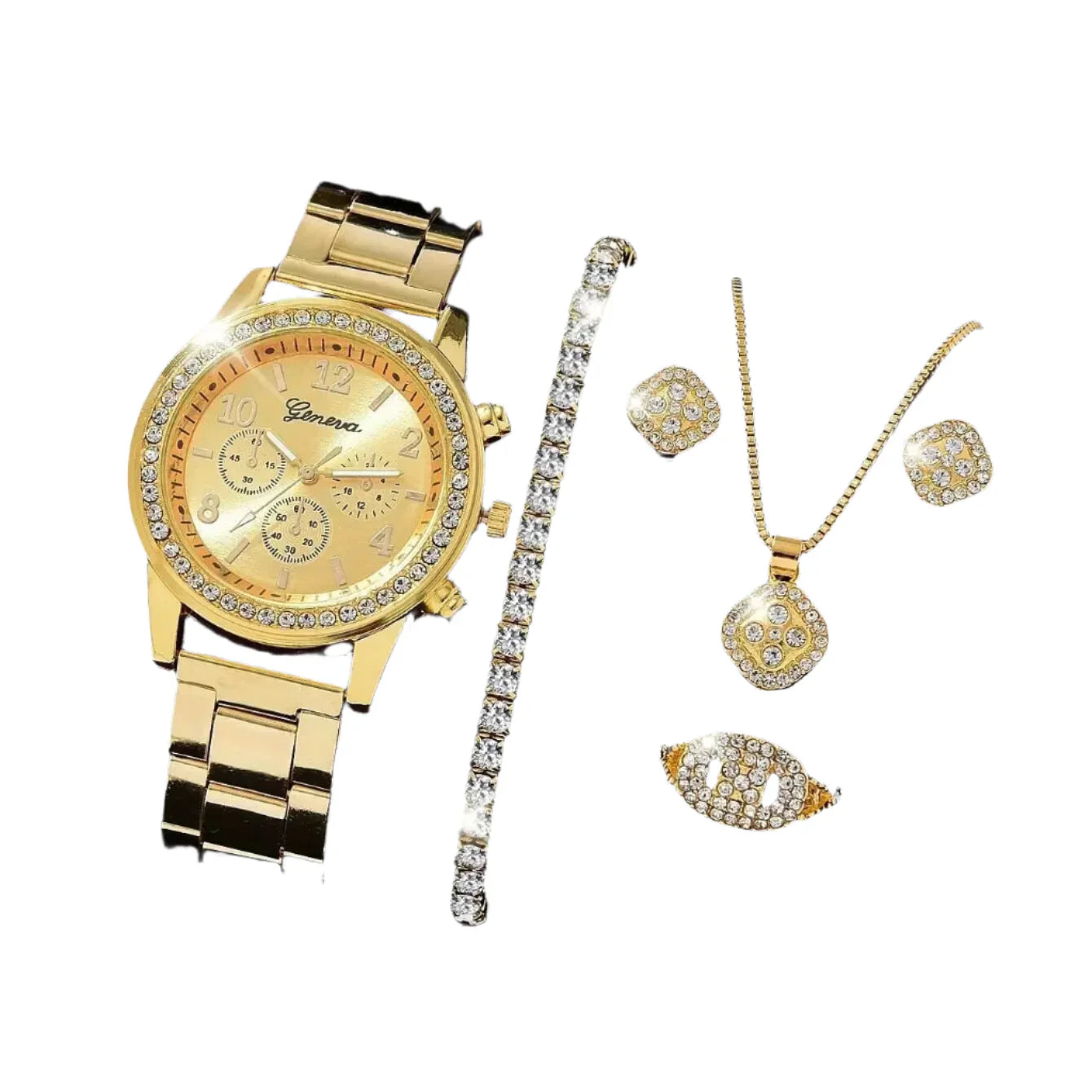 Women’s Luxury Gold Watch Jewelry Set (5PCS)