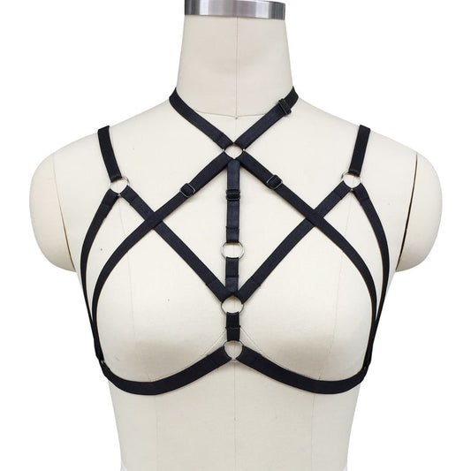 Sexy Halter Strappy Cage Bralette Front View