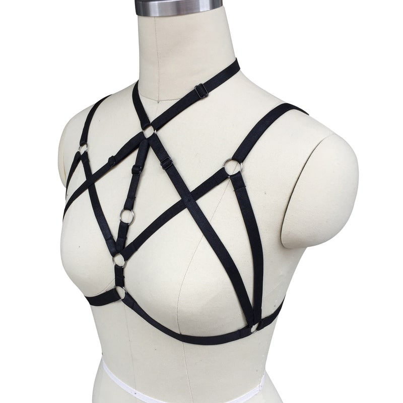Sexy Halter Strappy Cage Bralette Left View