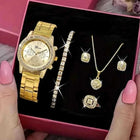 5-Piece Elegant Luxury Gold Watch & Jewelry Set Perfect Gift for Any Occasion