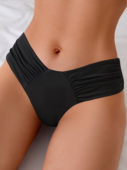 Solid Color Sexy Bikini For Women, Pleated, Low Waist, The Bronx, BYMANYC New York.-5