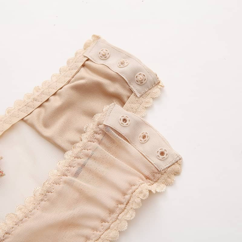 Transparent Embroidered Sexy Teddies For Women Crotch Details