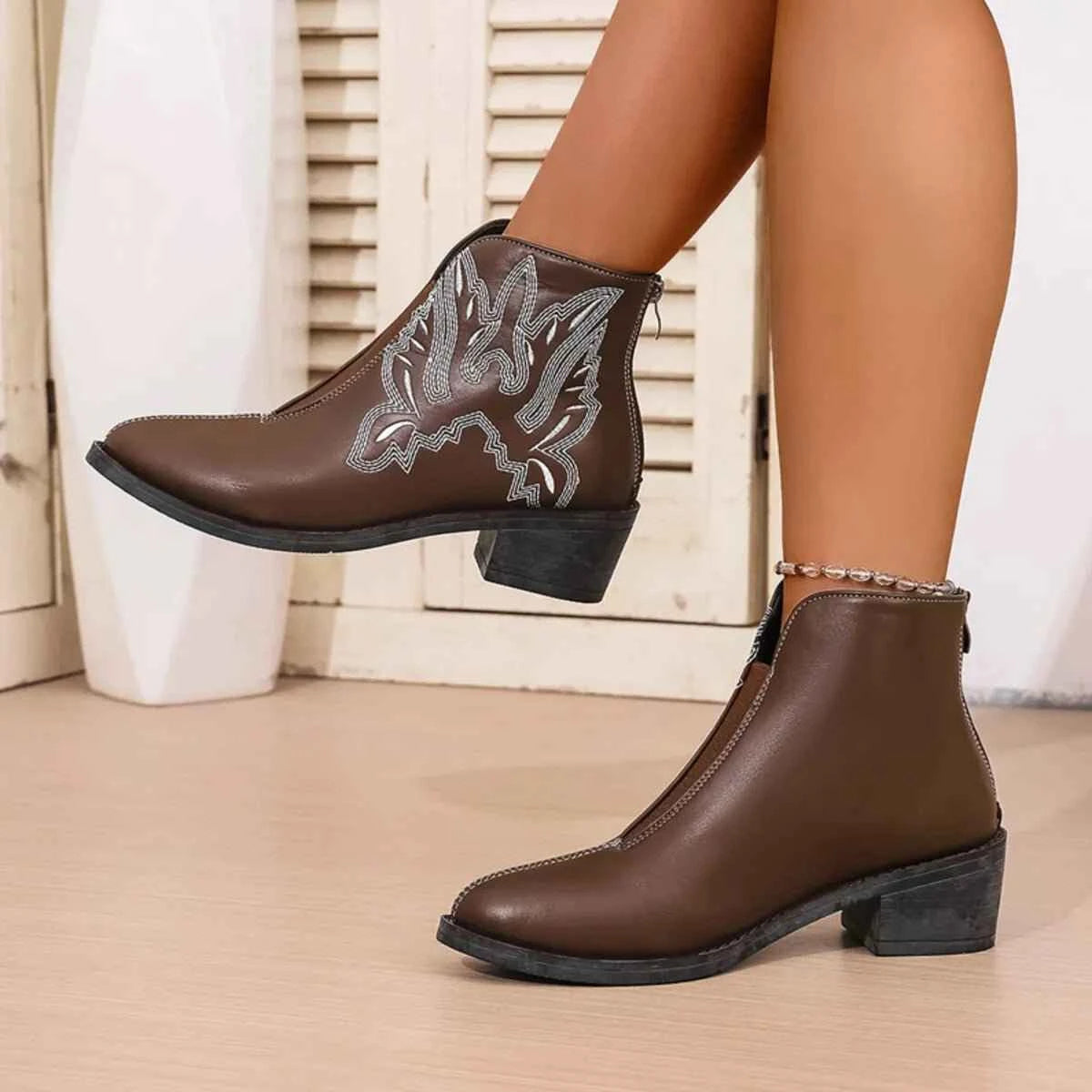 Western Embroidered Ankle Boots