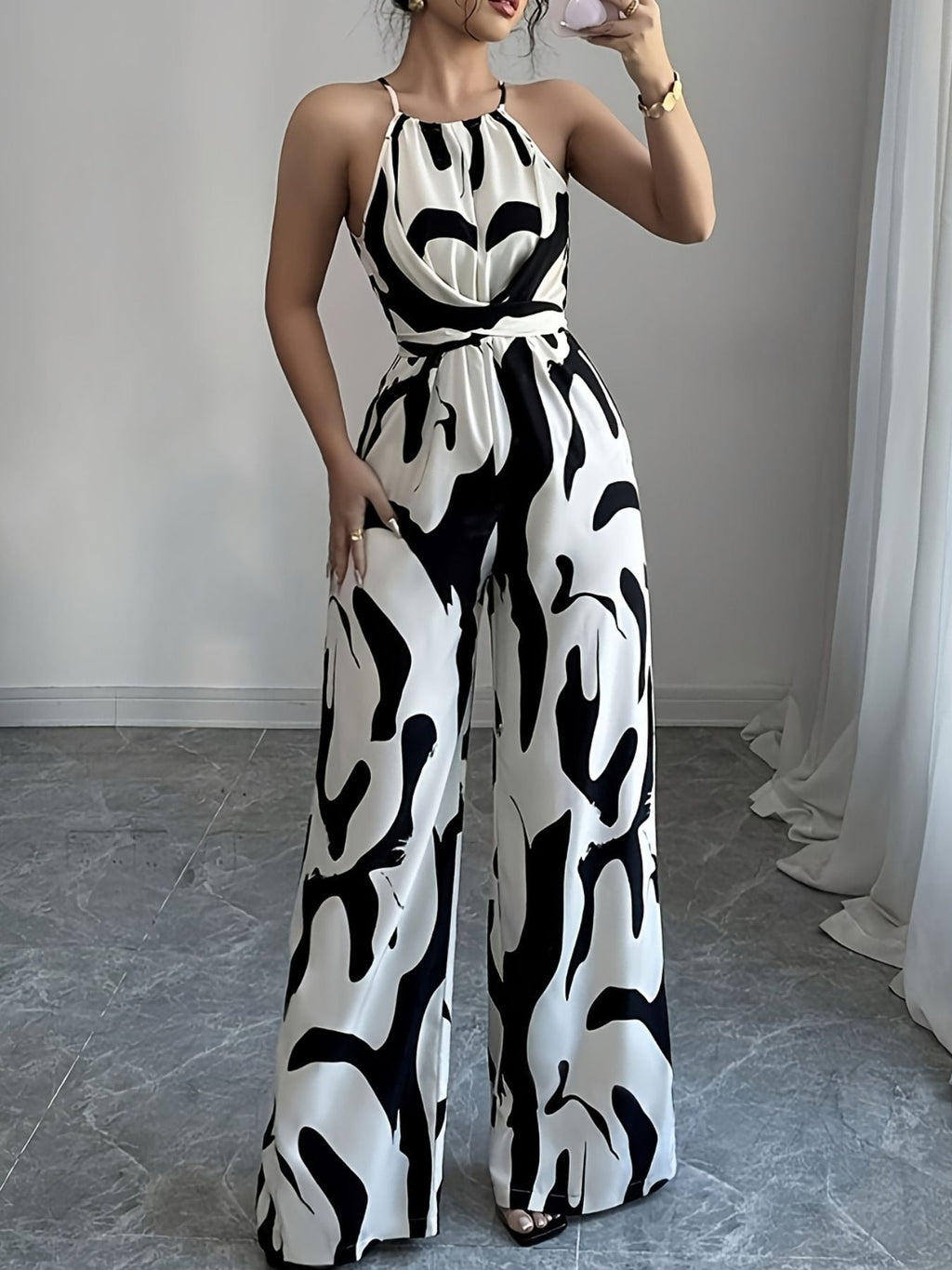 Abstract Print Sleeveless Wide Leg Jumpsuit - ꫀꪶꫀᧁꪖꪀᥴꫀ꠸ᠻꪗ~ 𝔈𝔪𝔟𝔯𝔞𝔠𝔢 𝔈𝔩𝔢𝔤𝔞𝔫𝔠𝔢