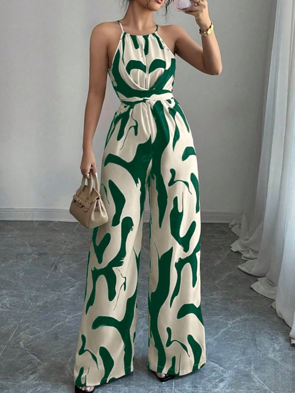 Abstract Print Sleeveless Wide Leg Jumpsuit - ꫀꪶꫀᧁꪖꪀᥴꫀ꠸ᠻꪗ~ 𝔈𝔪𝔟𝔯𝔞𝔠𝔢 𝔈𝔩𝔢𝔤𝔞𝔫𝔠𝔢