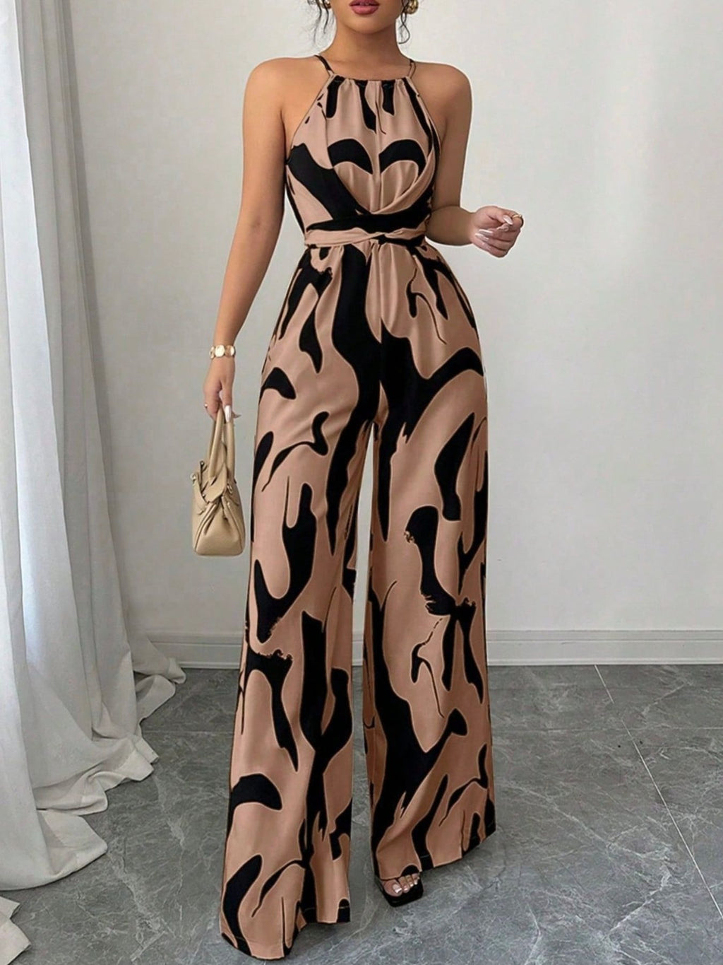 Abstract Print Sleeveless Wide Leg Jumpsuit - ꫀꪶꫀᧁꪖꪀᥴꫀ꠸ᠻꪗ~ 𝔈𝔪𝔟𝔯𝔞𝔠𝔢 𝔈𝔩𝔢𝔤𝔞𝔫𝔠𝔢