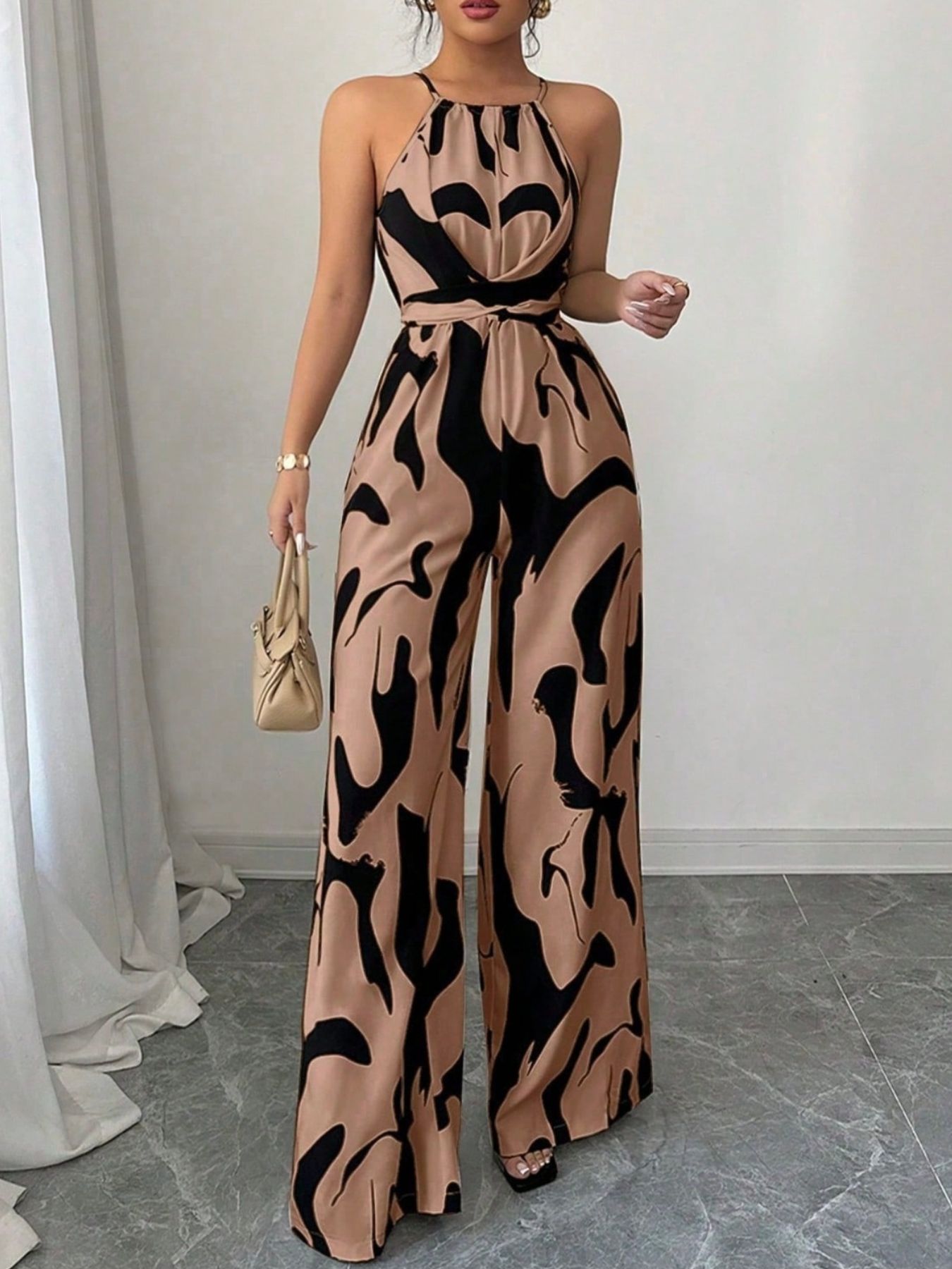 Abstract Print Sleeveless Wide Leg Jumpsuit - ꫀꪶꫀᧁꪖꪀᥴꫀ꠸ᠻꪗ~ 𝔈𝔪𝔟𝔯𝔞𝔠𝔢 𝔈𝔩𝔢𝔤𝔞𝔫𝔠𝔢